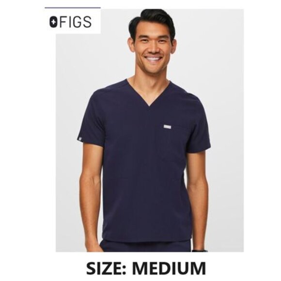 FIGS Men's Chisec Three Pocket Scrub Top Navy Blue Size Medium - Picture 1 of 6